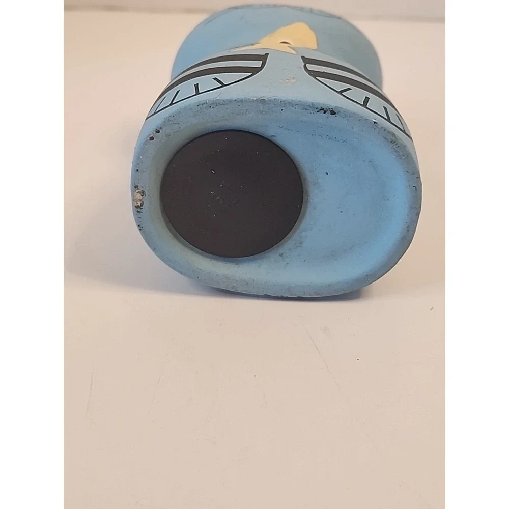 Vintage Ceramic Blue Kitty Cat Money Bank 5.25